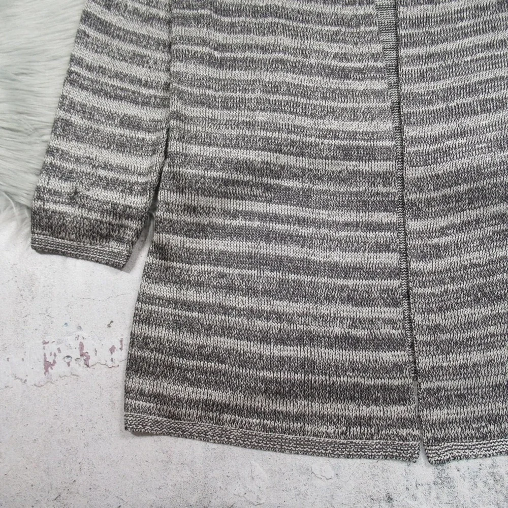 NIC+ZOE Silver & Black Open Front Knit Cardigan Women’s Size Medium